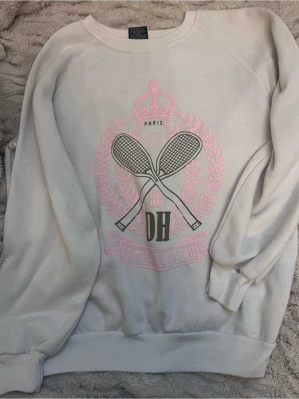 Daniel Hechter Cream Sweatshirt with Pink and Gray Crest